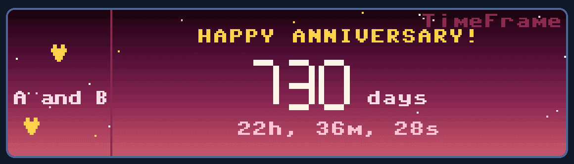 Relationship anniversary display reference