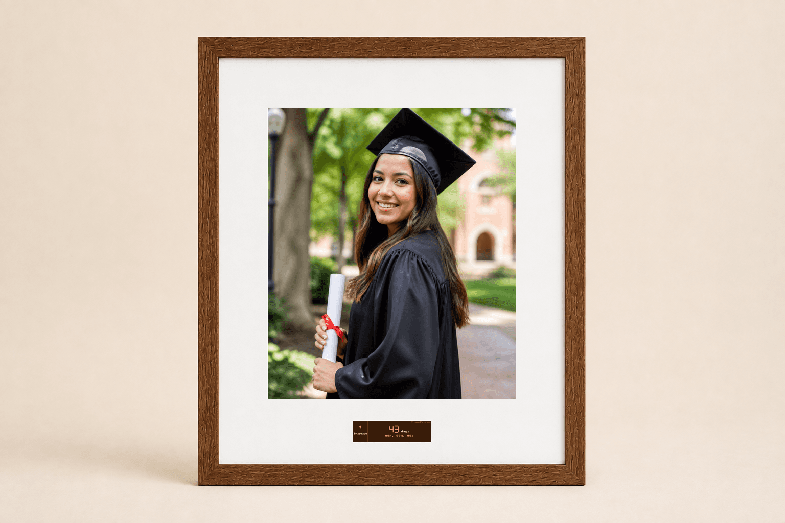 Graduation event with brown finish in studio placement